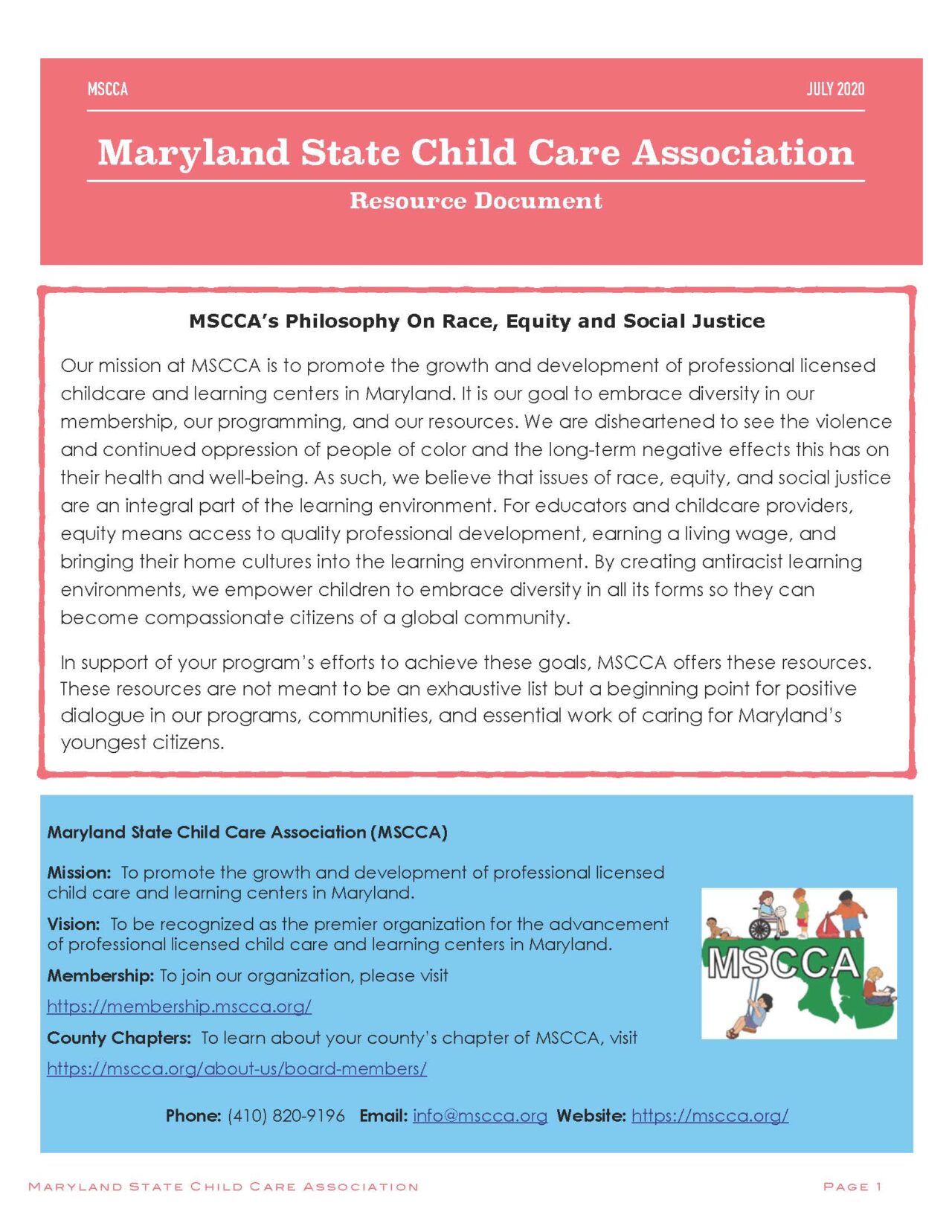 Mission And Priorities Maryland State Childcare Association